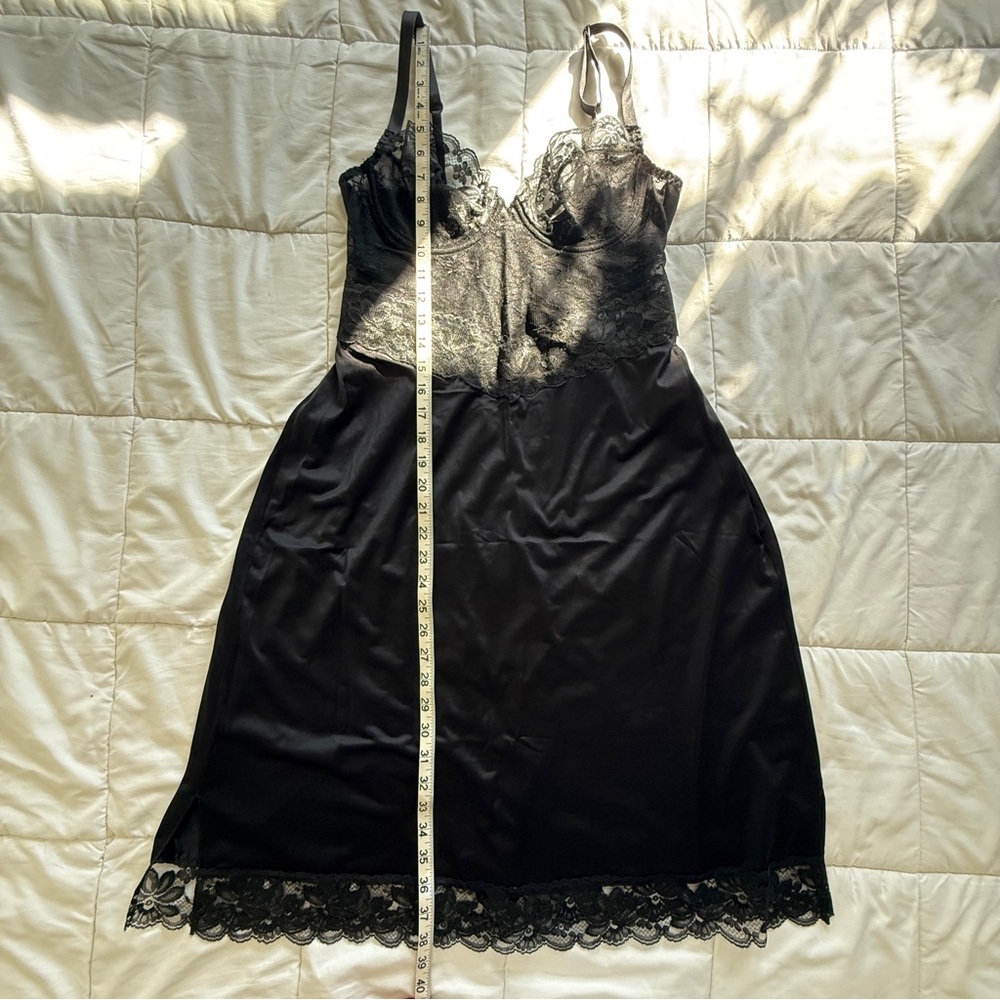 Vintage Dolores for Poirettes Black Lace Slip Dress Size 38 - 60s to 70s - Picture 13 of 13